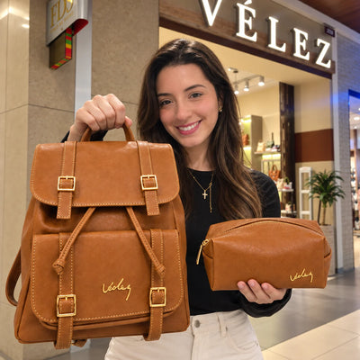 Morral Vélez de Cuero - Lote Exclusivo Con 80% OFF + Cosmetiquera de Regalo