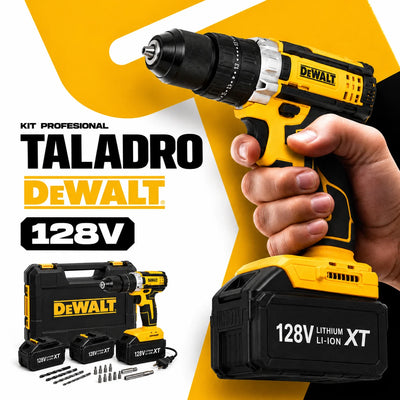 Kit Taladro Dewalt 128V Profesional + 2 Baterías Gratis - Ahorra Tiempo y Esfuerzo